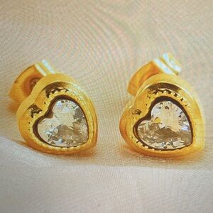 Gold Heart Stud Earrings